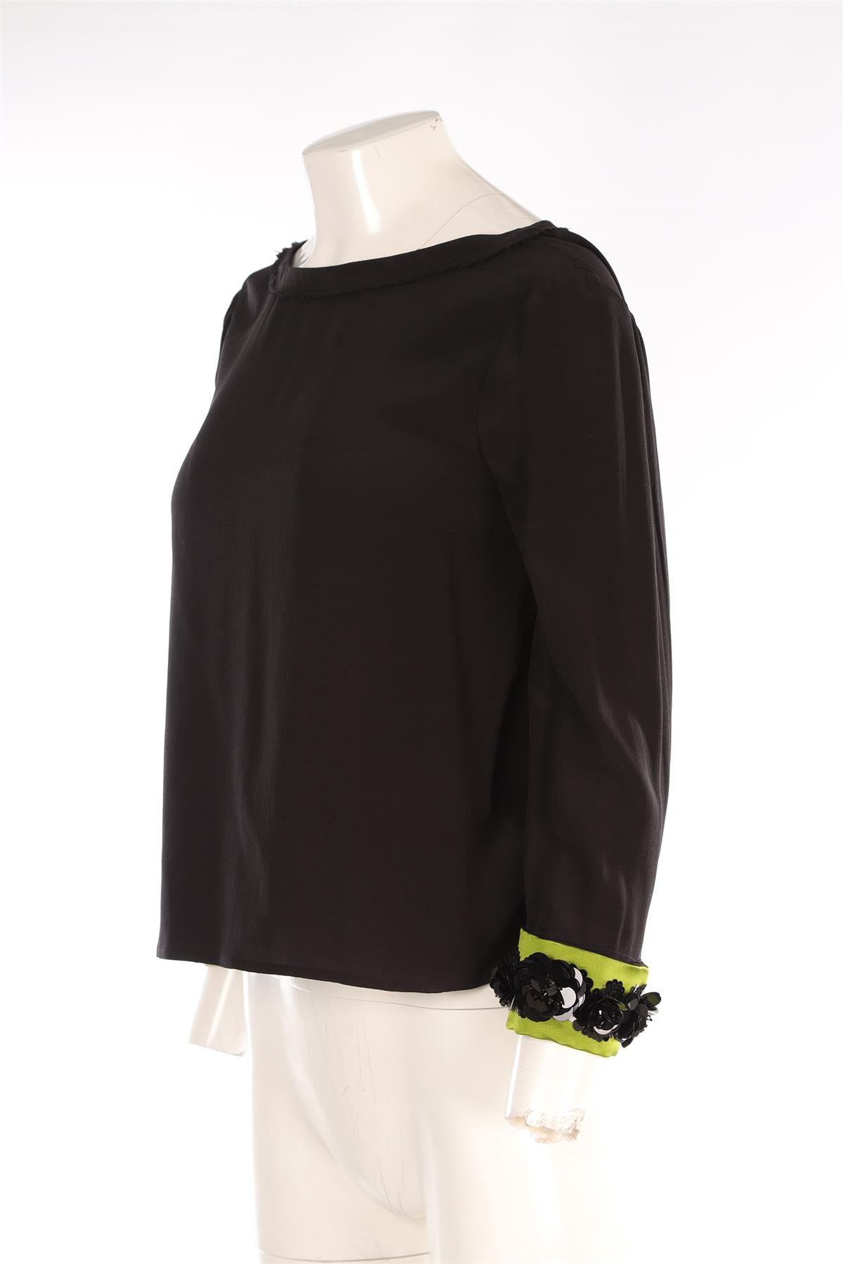 PRADA BLACK SILK TOP IT 40 UK 8