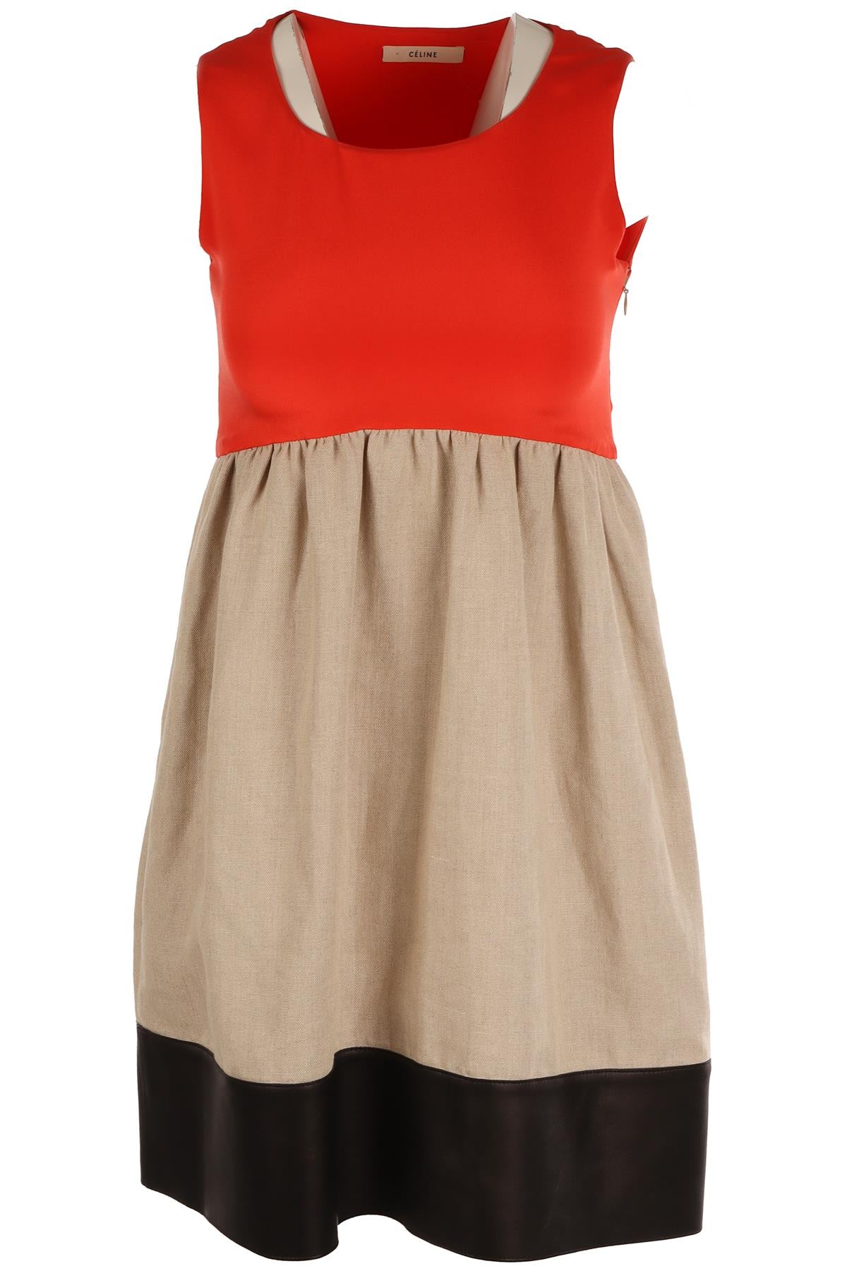 CÉLINE ORANGE LINEN MINI DRESS FR 36 UK 8