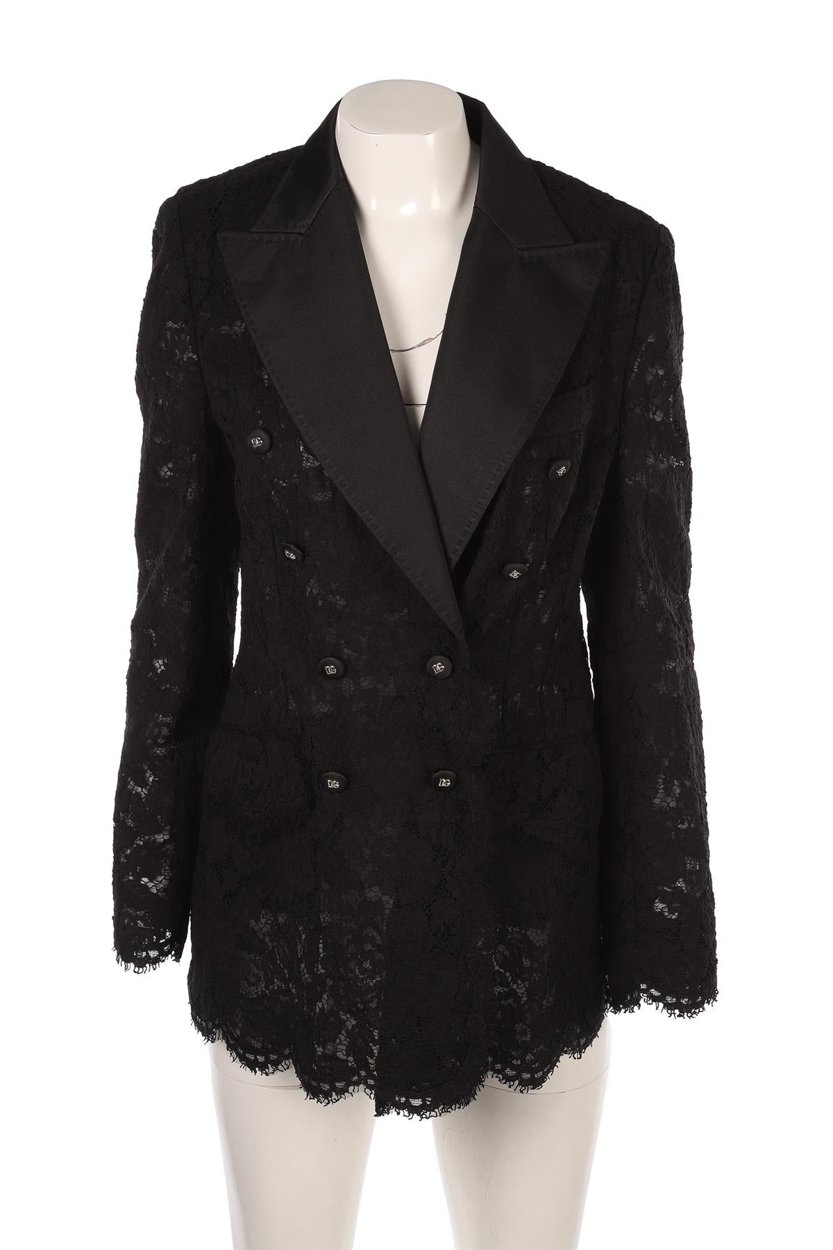 DOLCE & GABBANA BLACK LACE BLAZER IT 44 UK 12