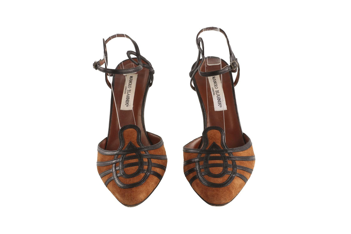 MANOLO BLAHNIK BROWN SUEDE PUMPS EU 40 UK 7 US 10
