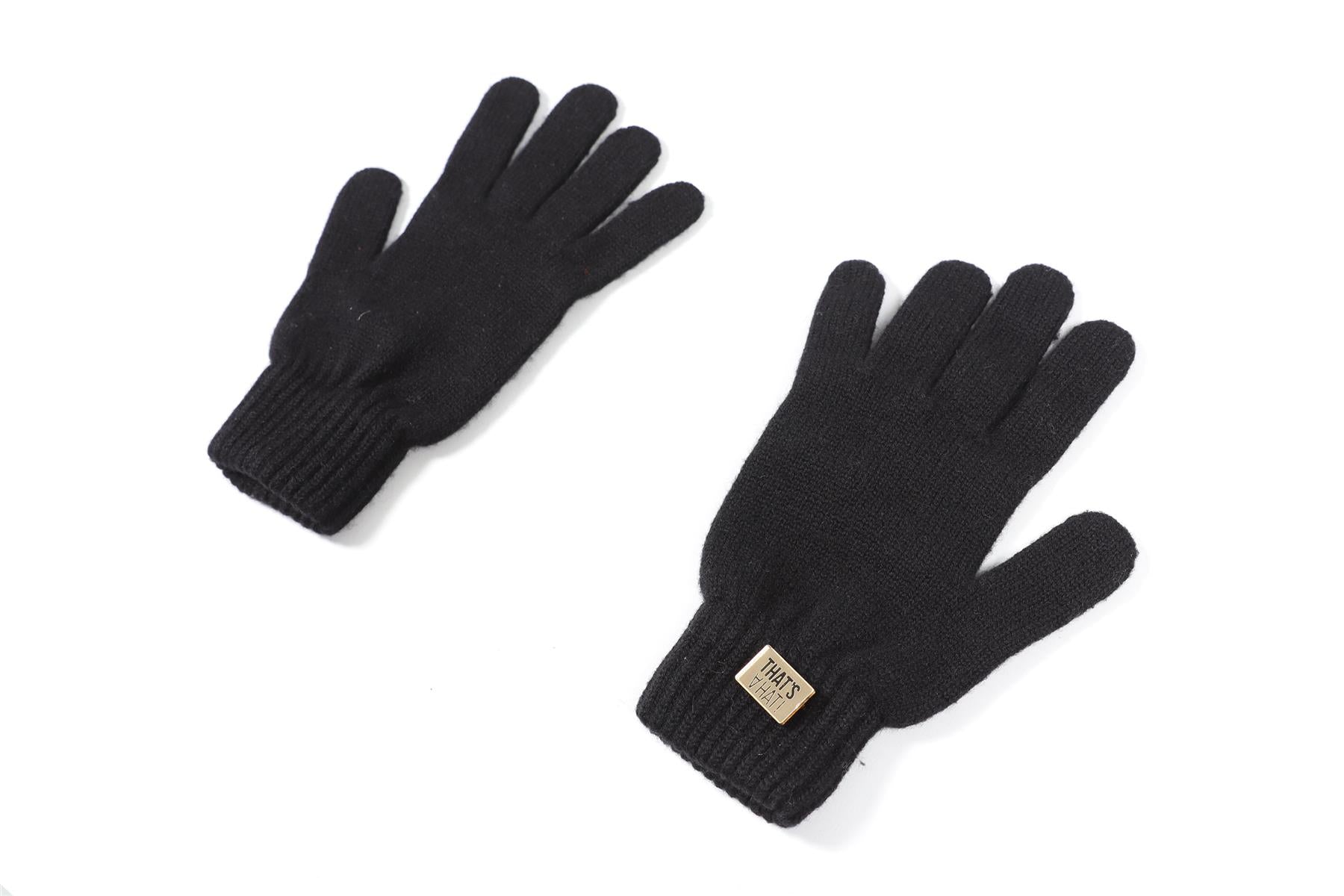 THAT'S A HAT BLACK CASHMERE BLEND GLOVES XLARGE