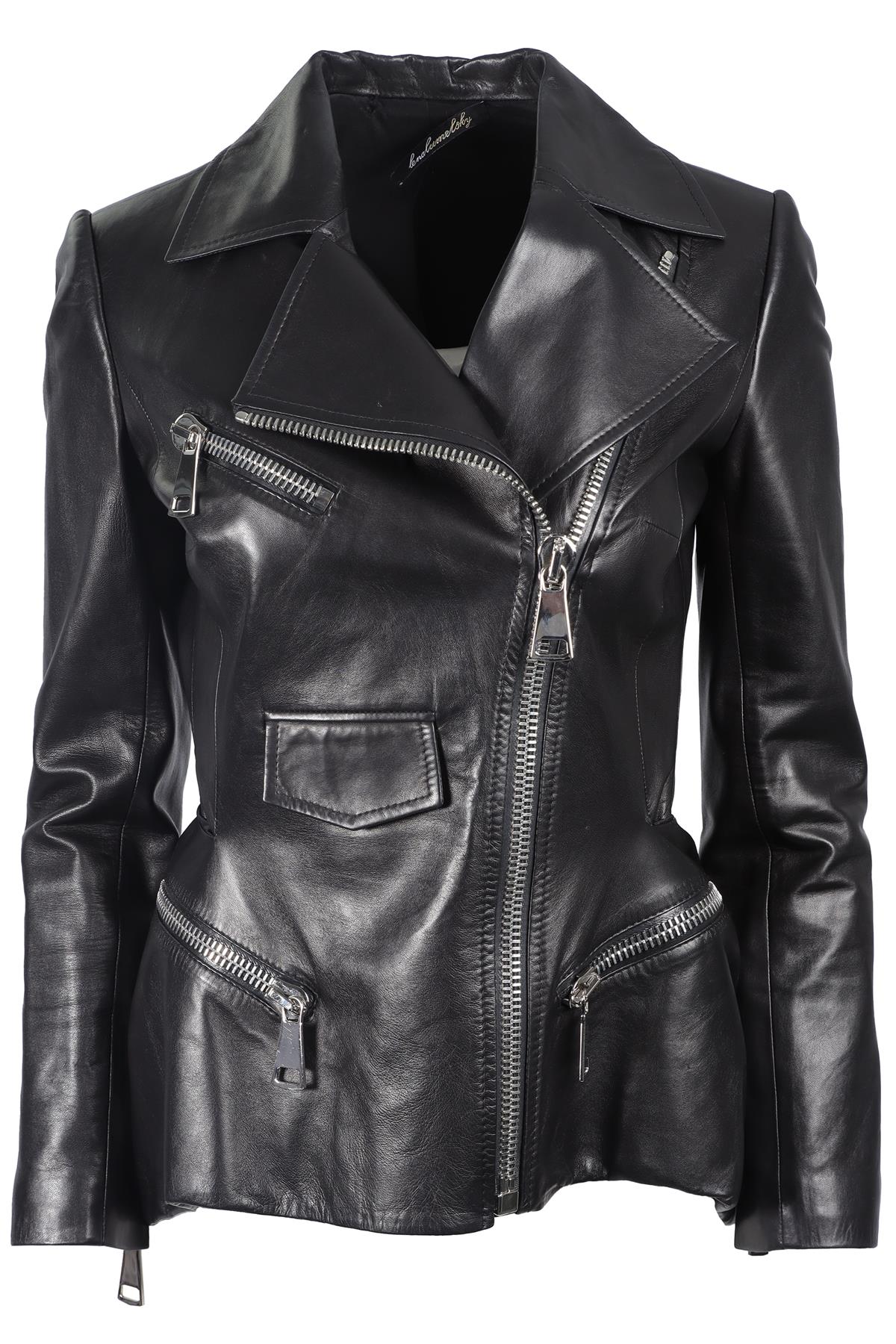 LENA LEMELOKY BLACK LEATHER JACKET IT 38 UK 6