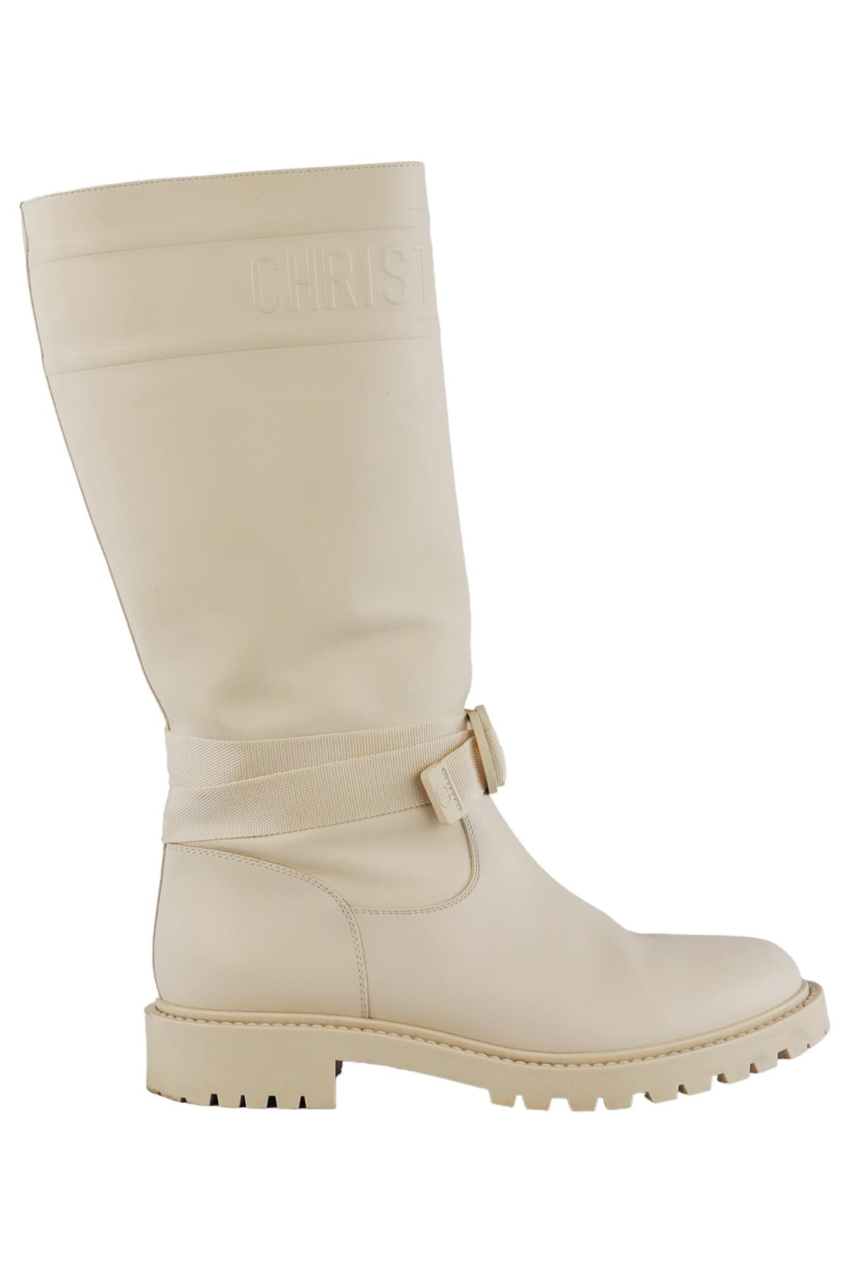 CHRISTIAN DIOR WHITE D-MAJOR LEATHER KNEE HIGH BOOTS EU 41 UK 8 US 11