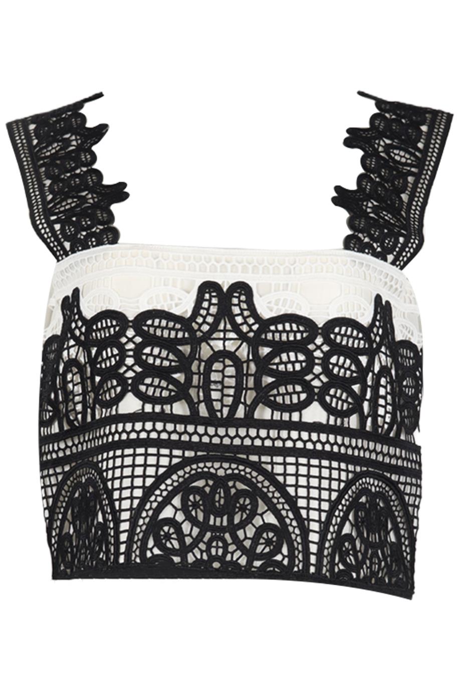 COSTARELLOS CROPPED CROCHET KNIT TOP FR 40 UK 12