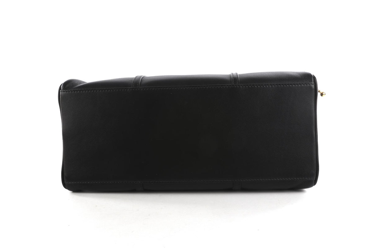 TORY BURCH BLACK MARSHMALLOW LEATHER TOTE BAG
