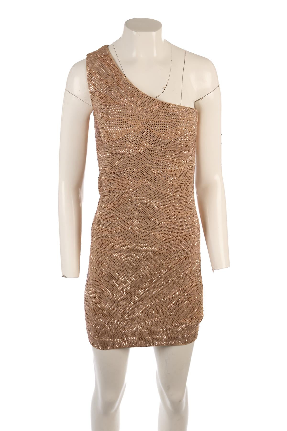 BALMAIN GOLD CRYSTAL MINI DRESS FR 36 UK 8