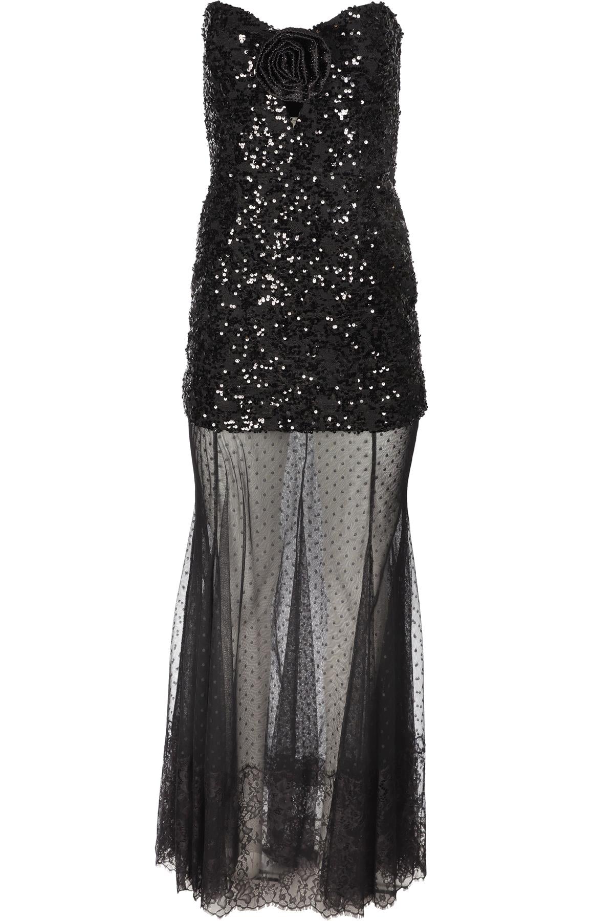 REBECCA VALLANCE BLACK SEQUIN MAXI DRESS UK 6