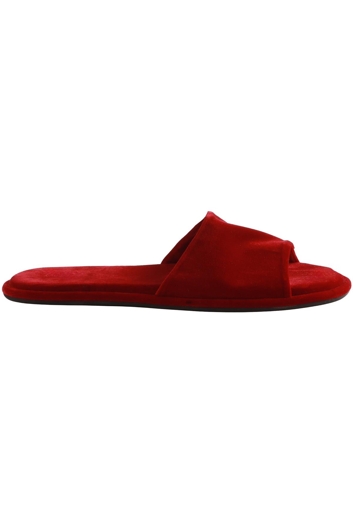 RED CANAL VELVET SLIDES
