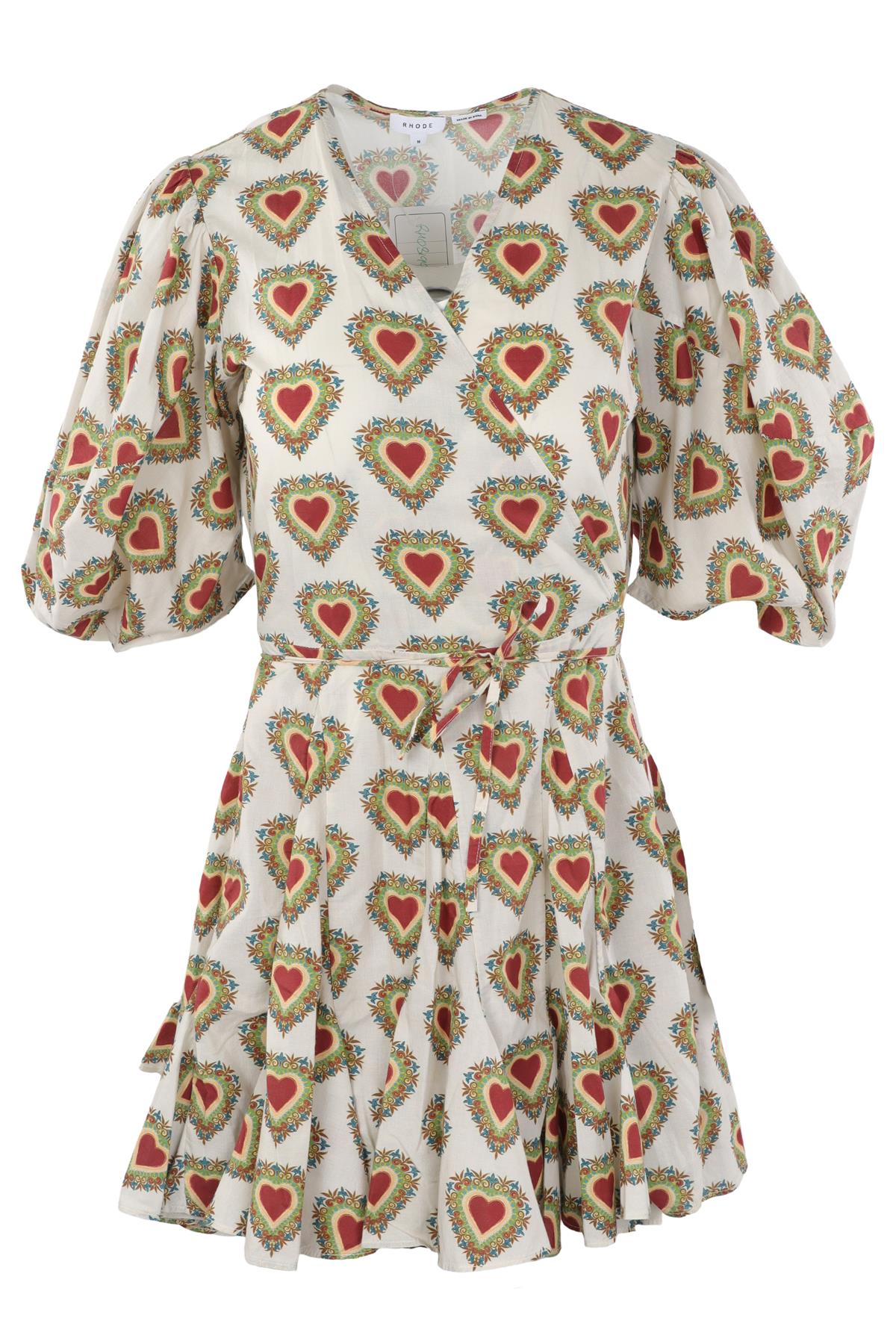 RHODE MULTI COTTON WRAP MINI DRESS MEDIUM