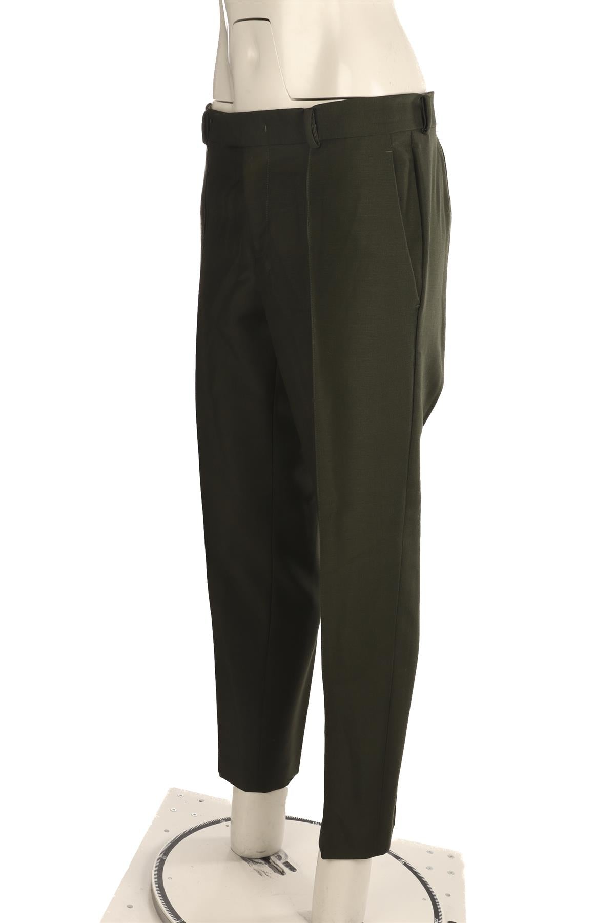 BOTTEGA VENETA GREEN SILK STRAIGHT LEG PANTS IT 42 UK 10