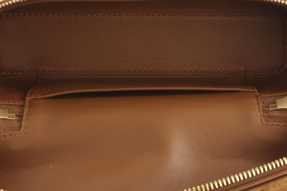 BOTTEGA VENETA TAN BANG BANG VANITY MINI INTRECCIATO SUEDE TOTE BAG