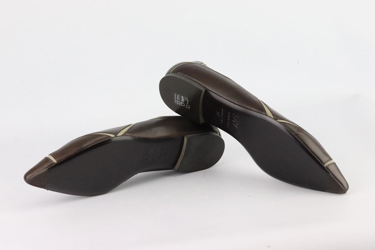 ROGER VIVIER LEATHER AND SUEDE BALLERINA FLATS EU 37 UK 4 US 7