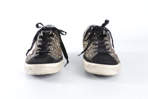 GOLDEN GOOSE DELUXE BRAND BLACK SUPERSTAR GLITTER SNEAKERS EU 38 UK 5 US 8