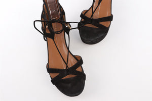 AQUAZURRA BLACK SUEDE WEDGE SANDALS EU 40.5 UK 7.5 US 10.5