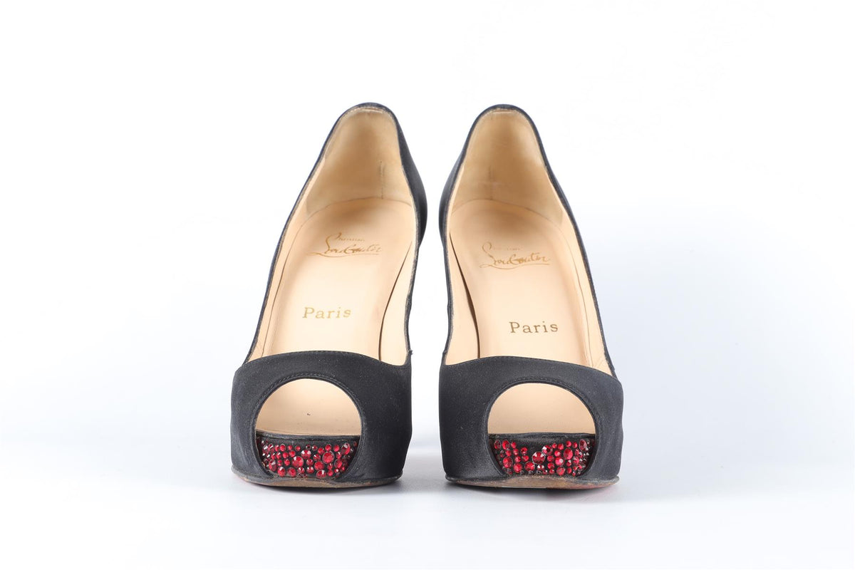 CHRISTAIN LOUBOUTIN BLACK SATIN PUMPS EU 38.5 UK 5.5 US 8.5