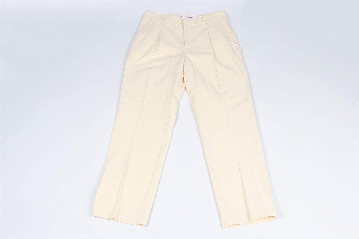 ORLEBAR BROWN CREAM MEN'S COTTON STRAIGHT LEG PANTS W30