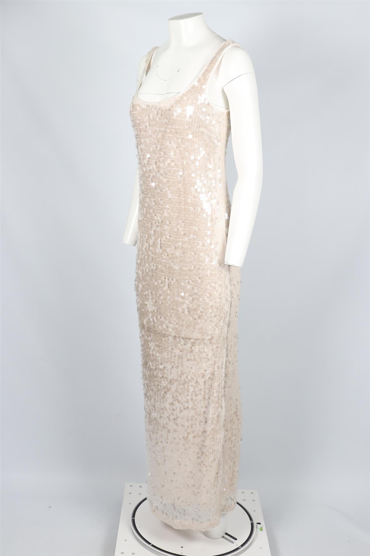 SIMKHAI CREAM SEQUIN MAXI DRESS US 2 UK 6