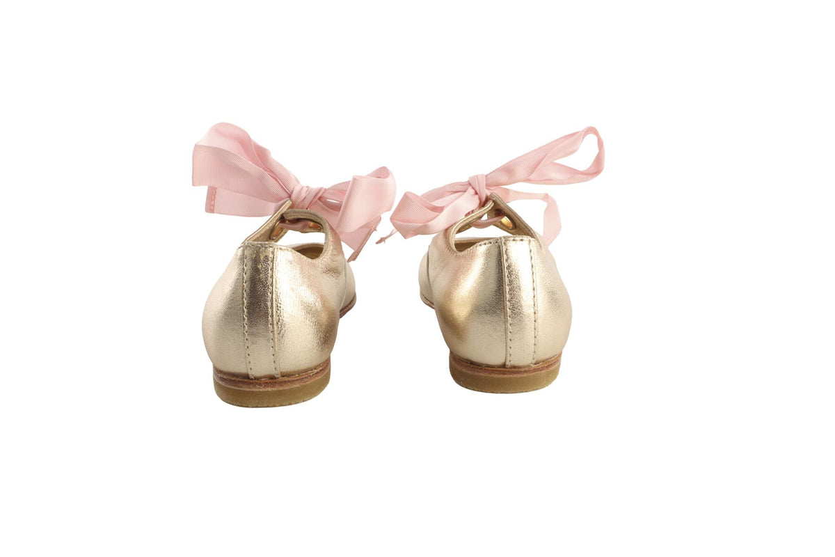 FENDI GOLD KIDS GIRLS BALLET FLATS EU 24 UK 6 US 9