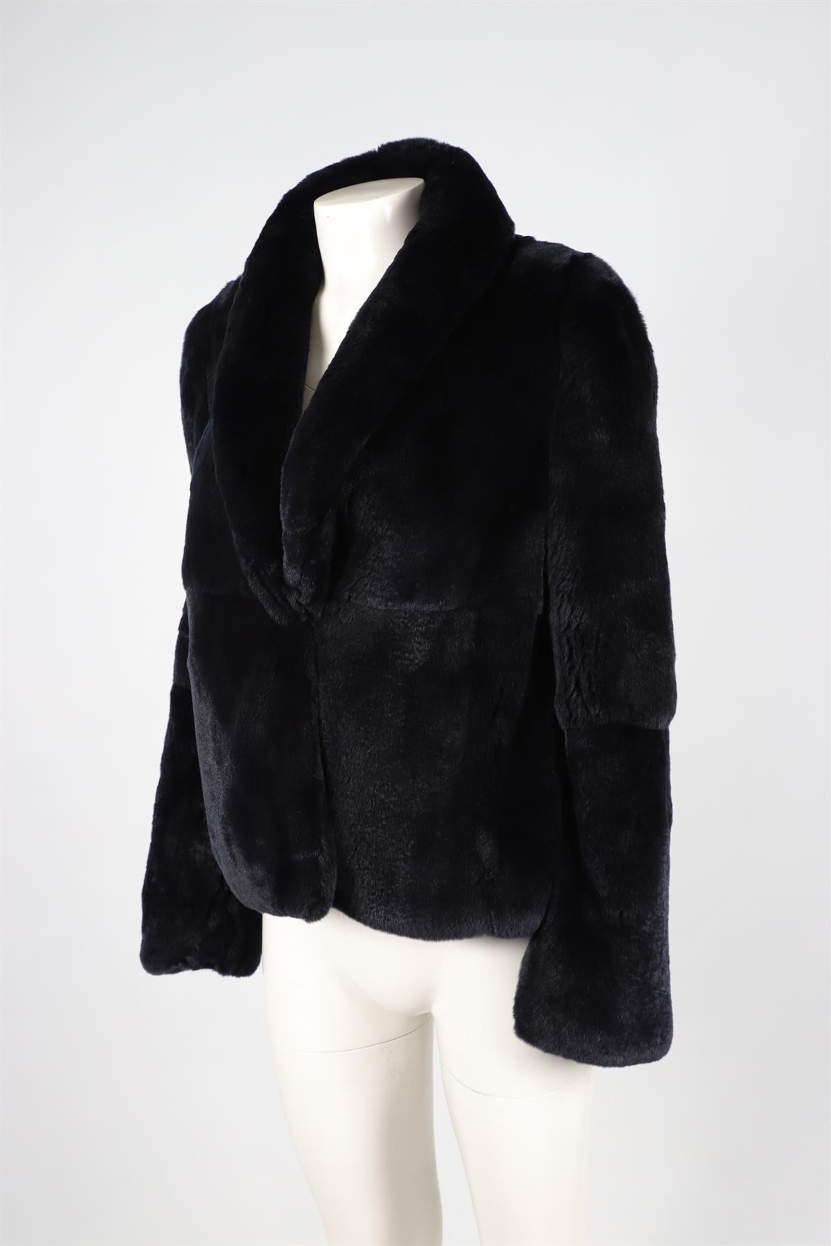 A.L.C. BLACK RABBIT FUR JACKET MEDIUM