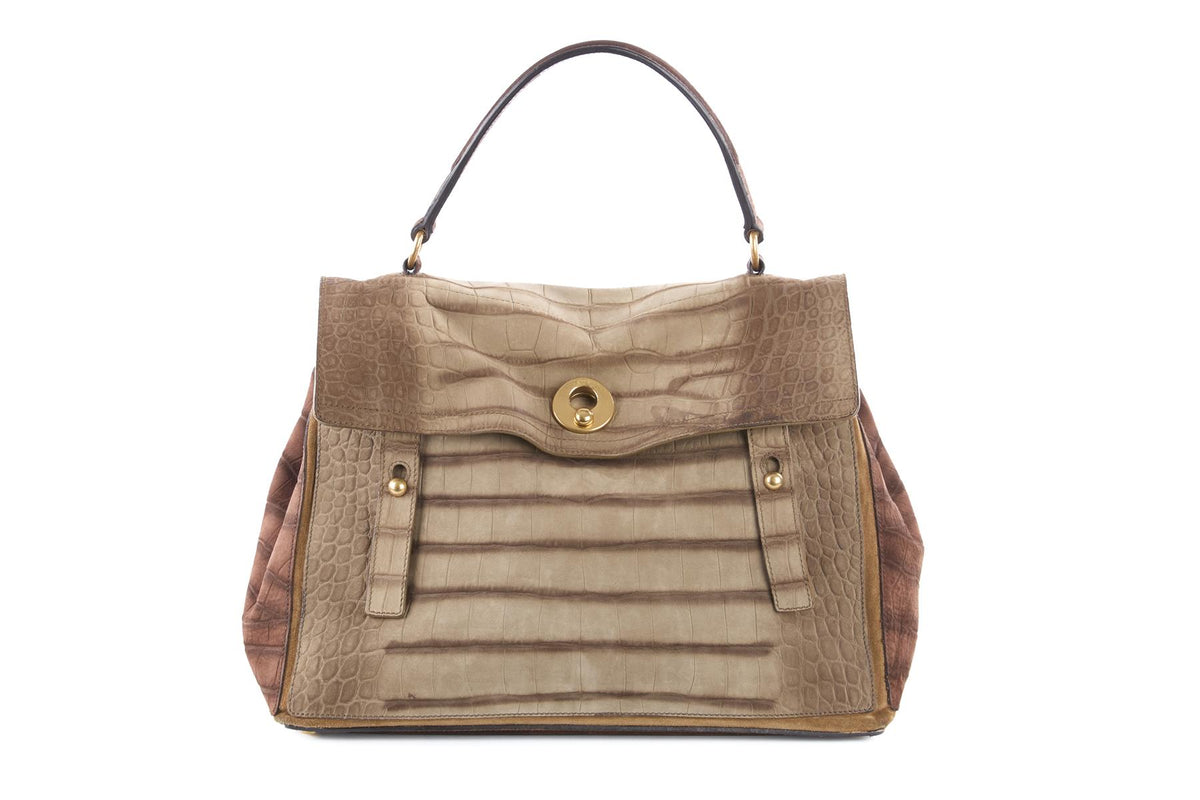 YVES SAINT LAURENT BROWN MUSE TWO SUEDE TOTE BAG