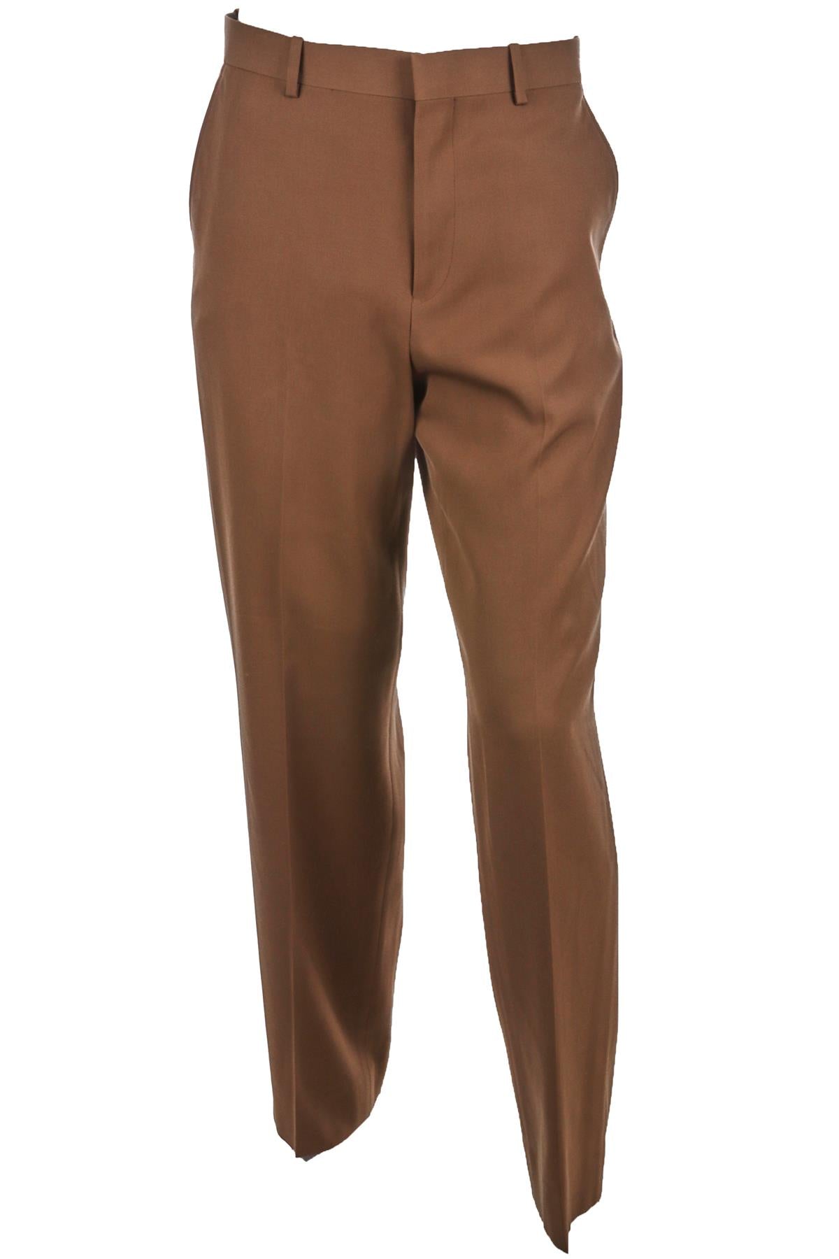 AURALEE BROWN MENS WOOL STRAIGHT LEG PANTS MEDIUM