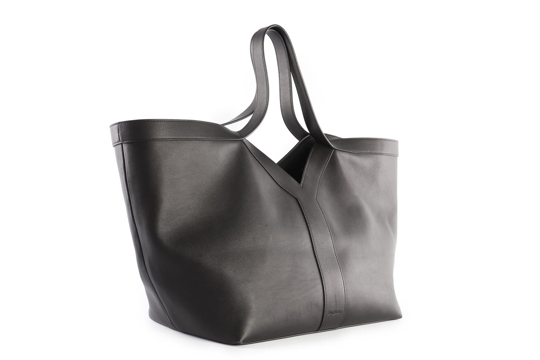 SAINT LAURENT BLACK Y LEATHER TOTE BAG