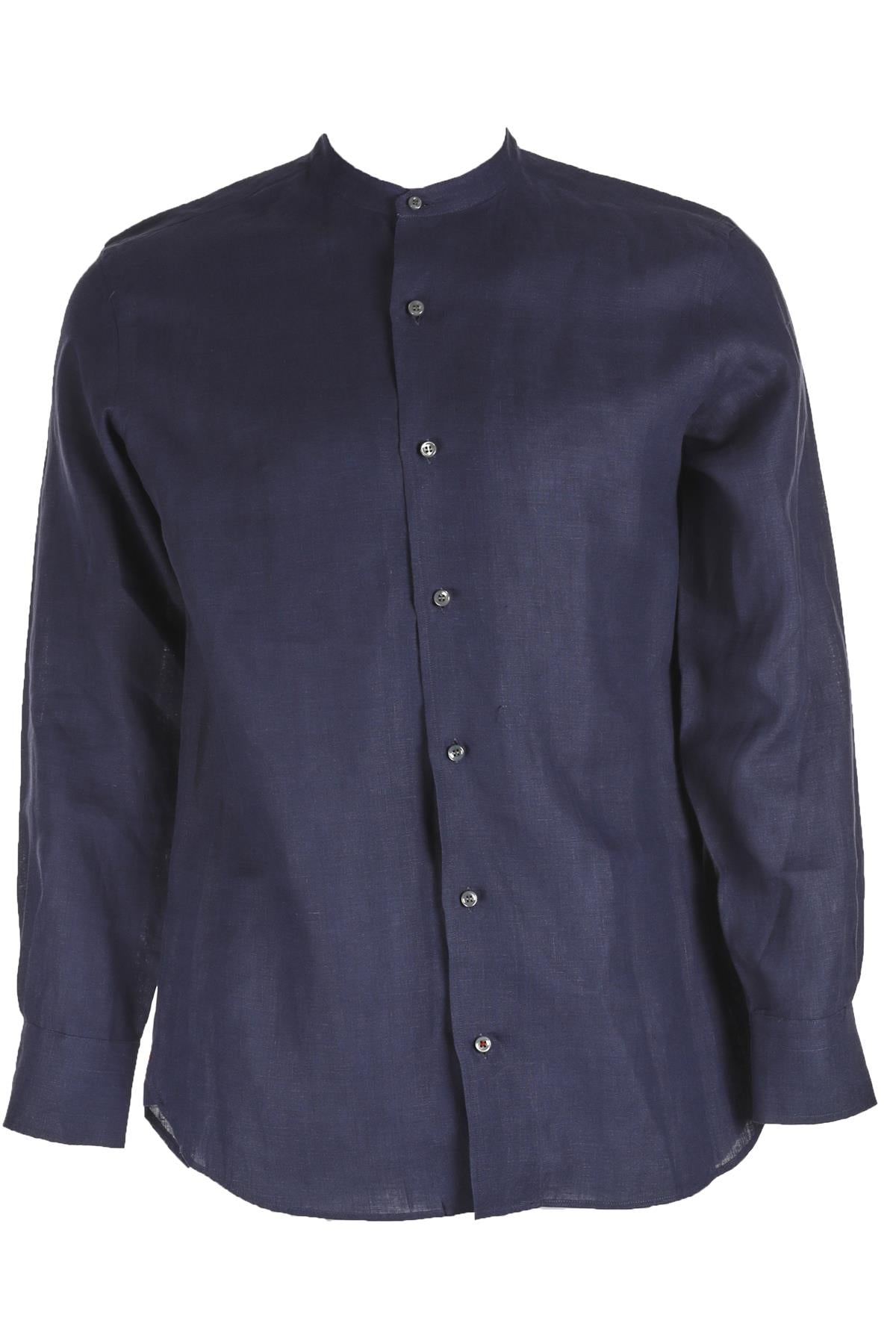 LORO PIANA NAVY MEN'S LINEN SHIRT SMALL