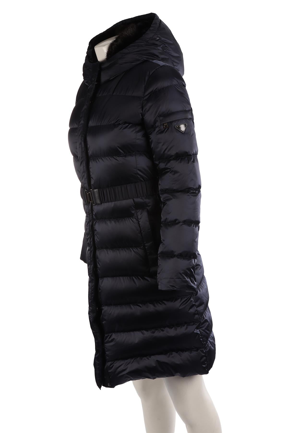 PRADA NAVY PADDED DOWN COAT IT 40 UK 8