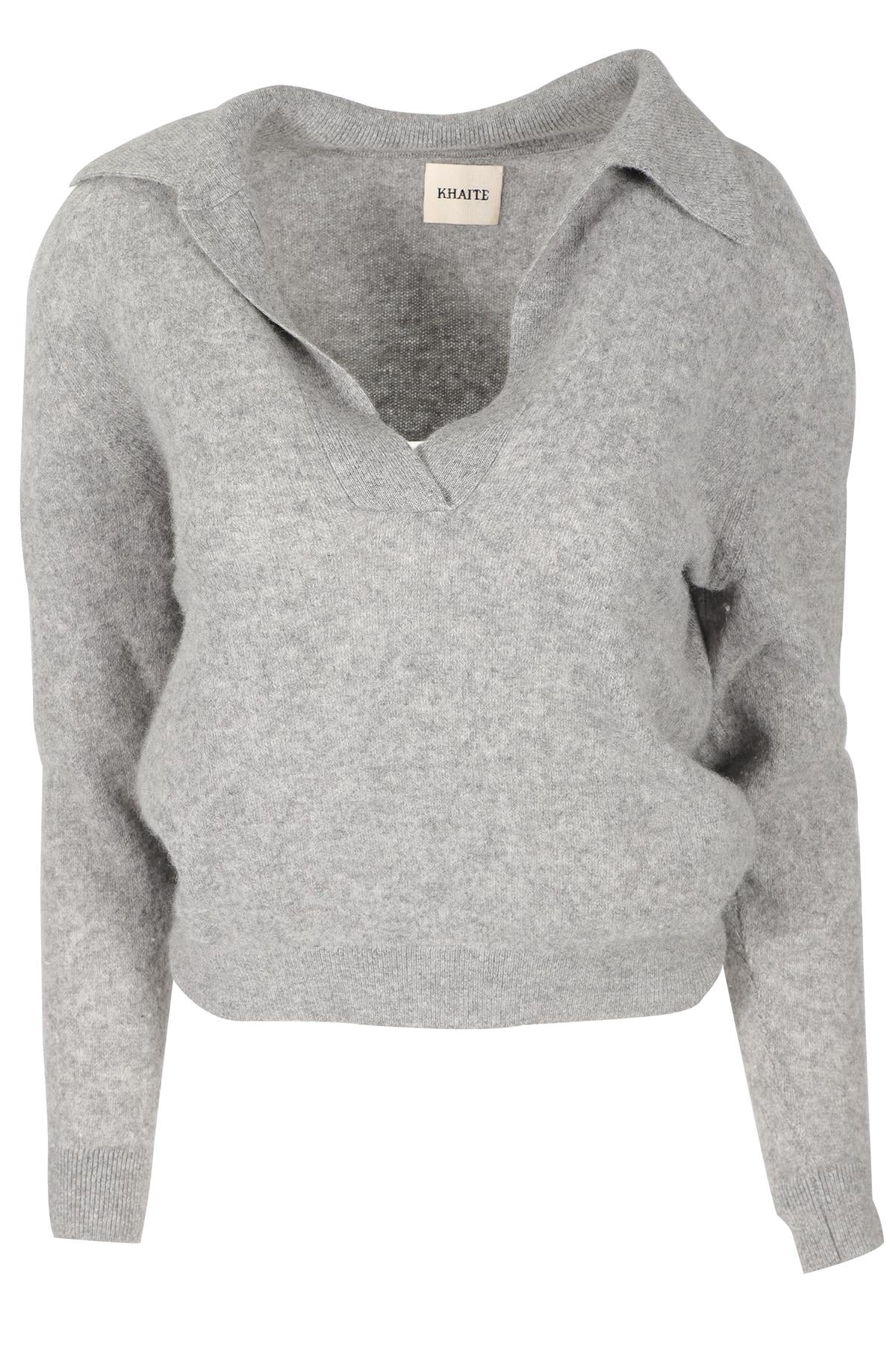 KHAITE GREY CASHMERE SWEATER SMALL