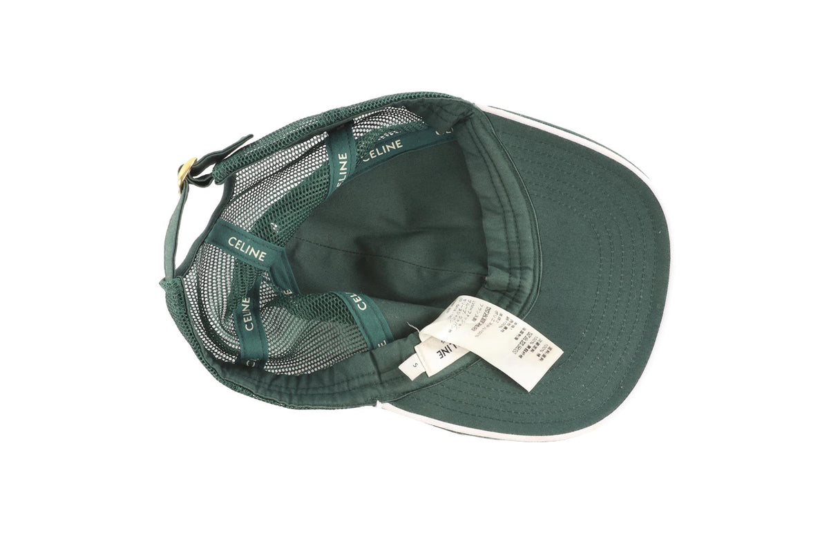 CELINE GREEN TRIOMPHE COTTON BASEBALL CAP SMALL
