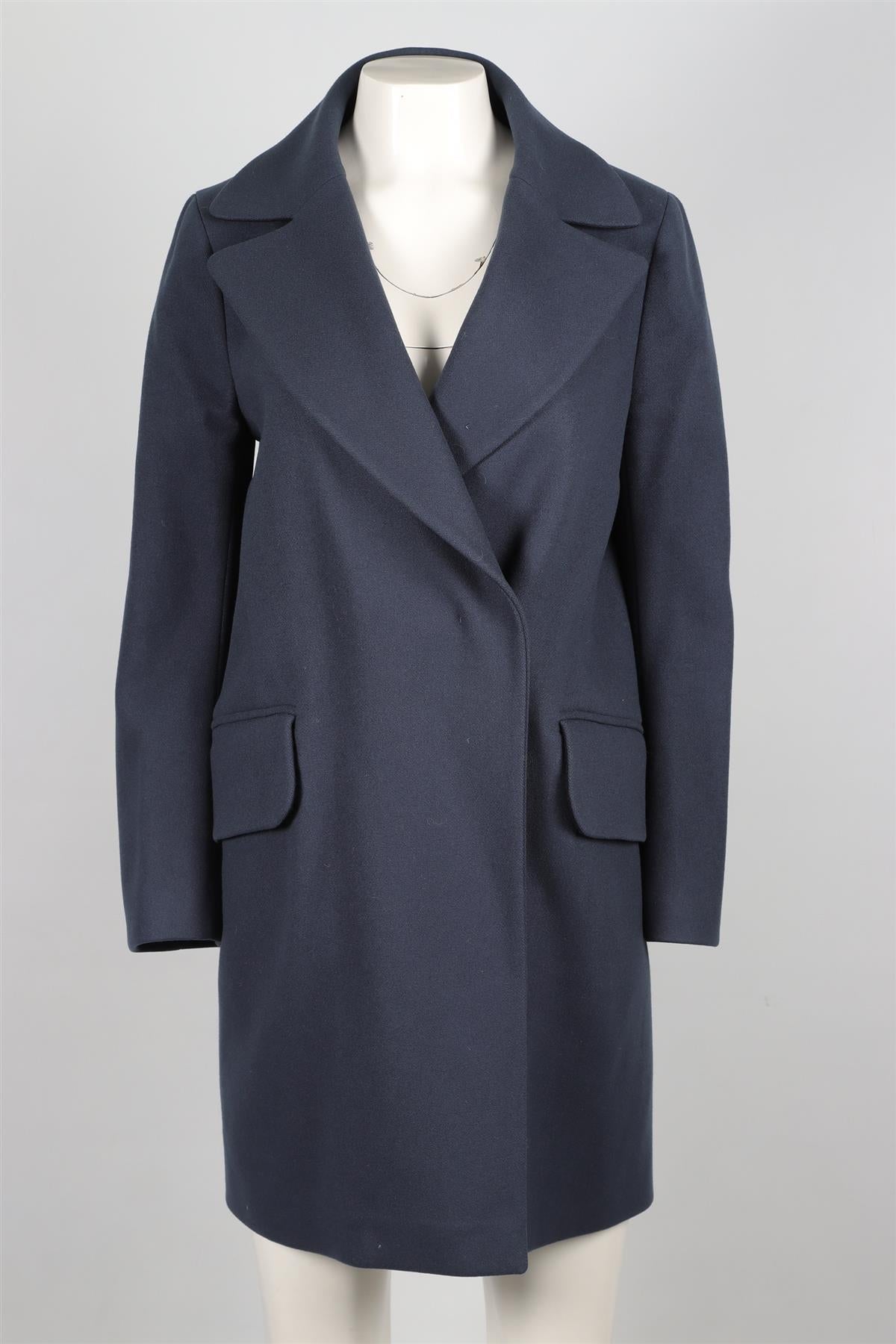 JIL SANDER BLUE WOOL COAT FR 36 UK 8