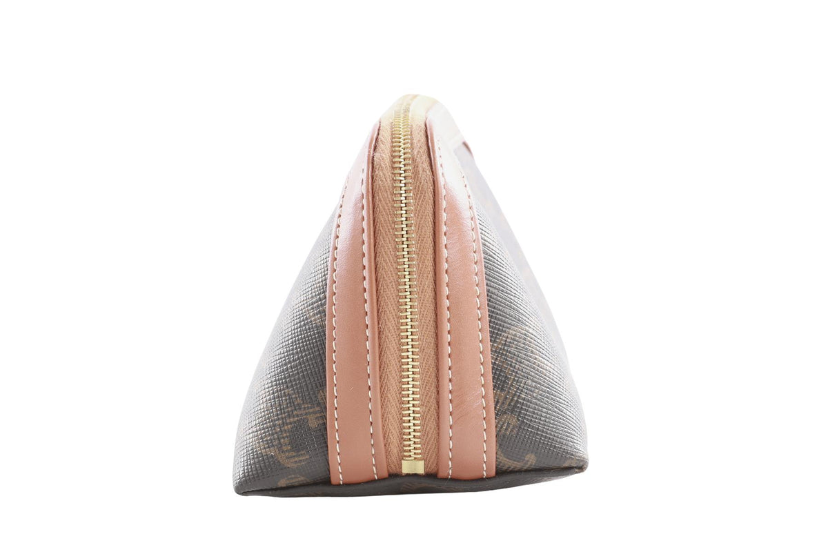 CELINE BROWN SMALL TRIOMPHE COATED CANVAS POUCH