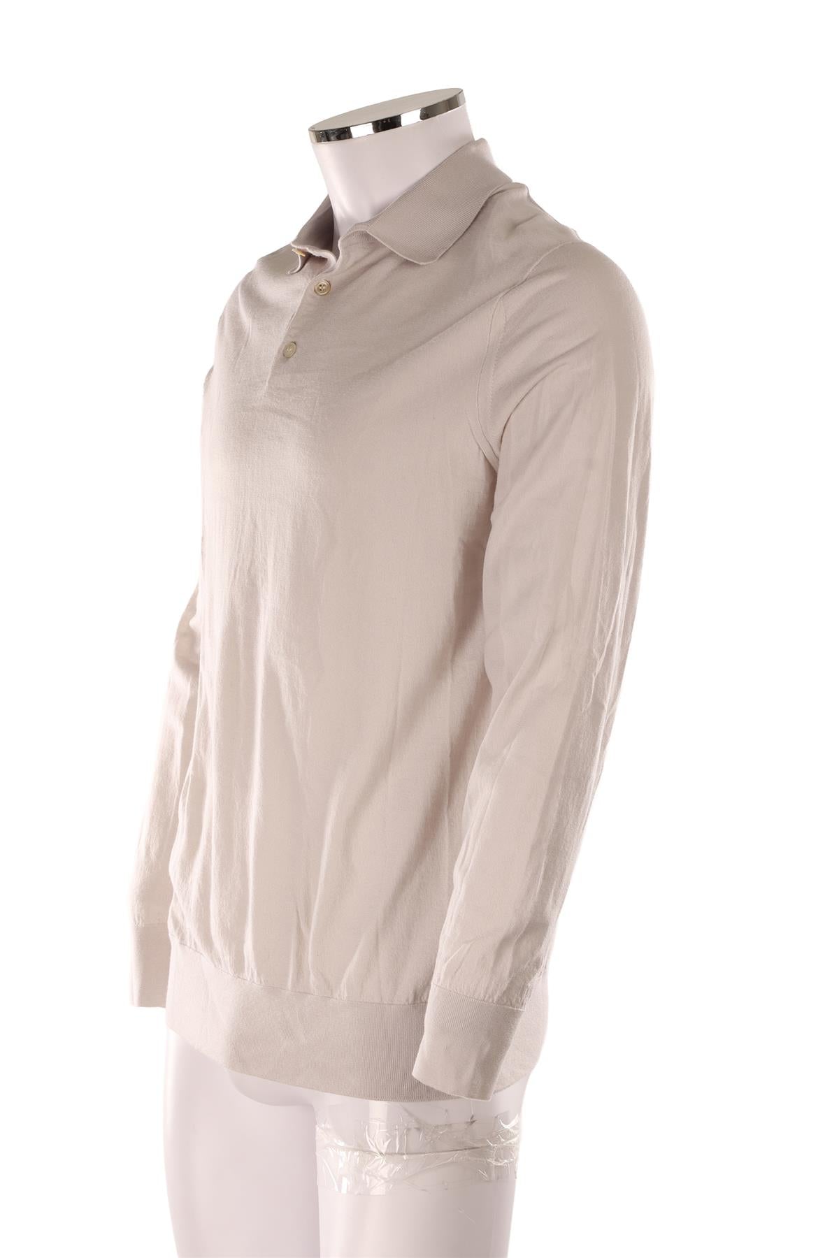 LORO PIANA GREY MEN'S WOOL POLO SWEATER IT 56 UK/US 46
