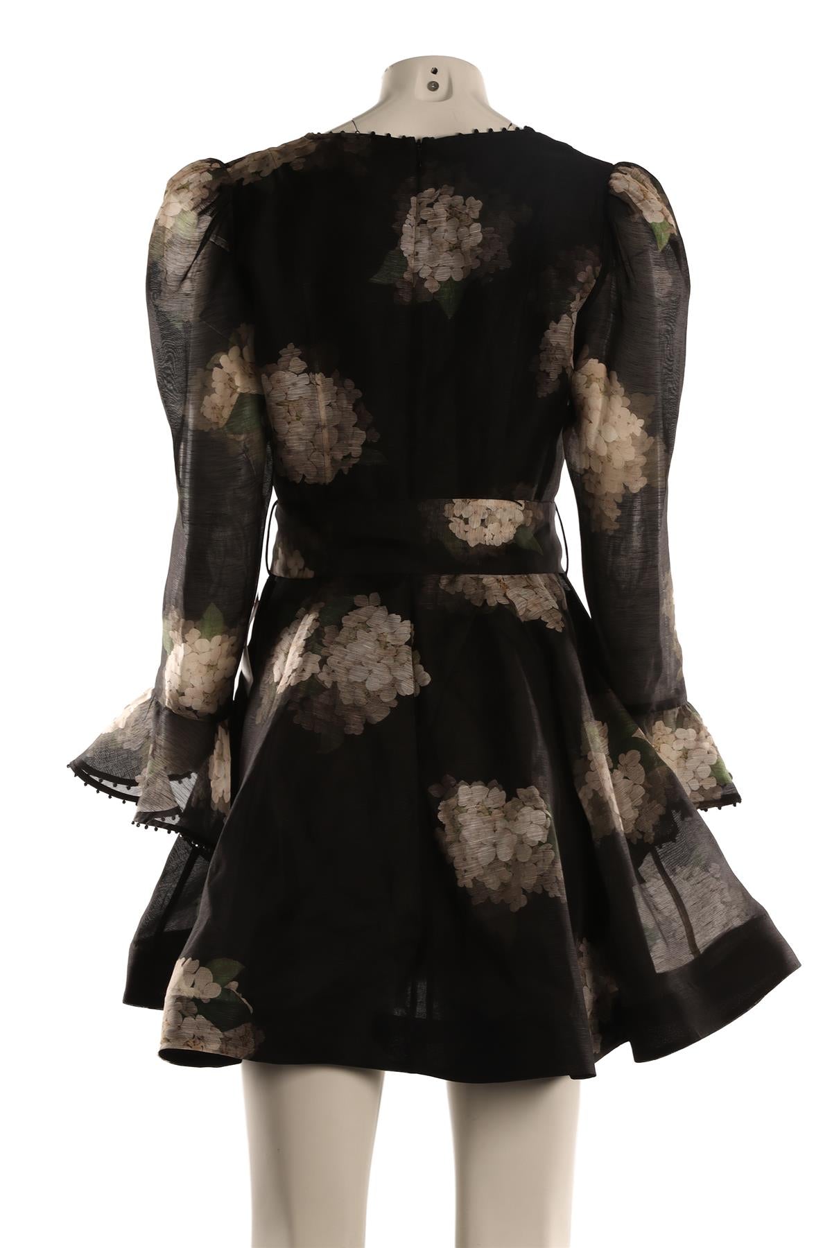 ZIMMERMANN BLACK LINEN MINI DRESS UK 14