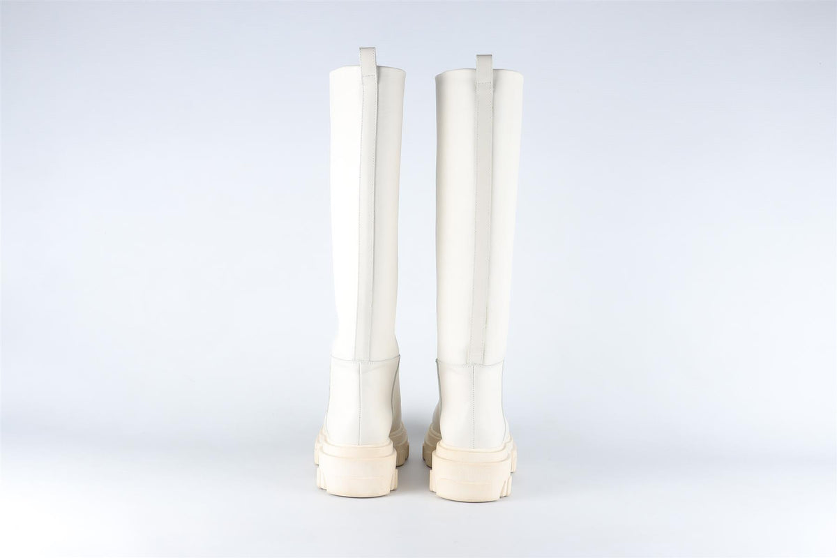 GIA + PERNILLE TEISBAEK WHITE LEATHER KNEE HIGH BOOTS EU 38 UK 5 US 8