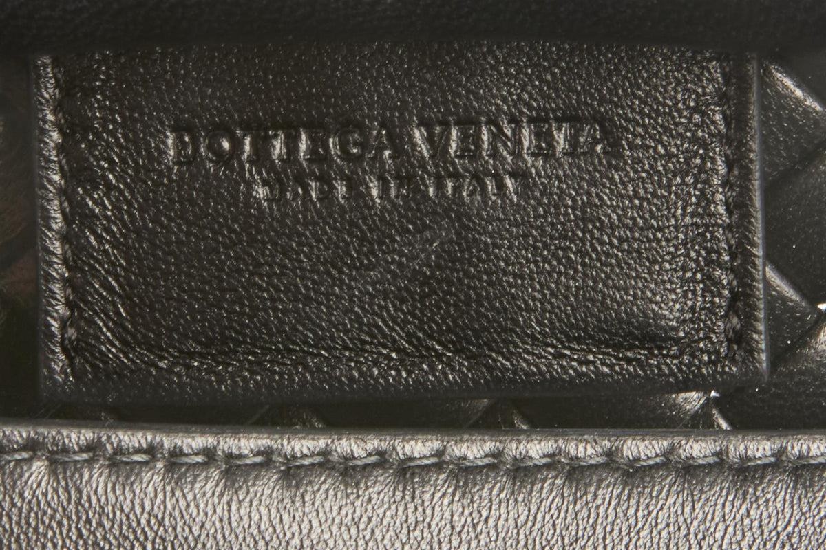 BOTTEGA VENETA BLACK HANDLE MEDIUM INTRECCIATO LEATHER TOTE BAG