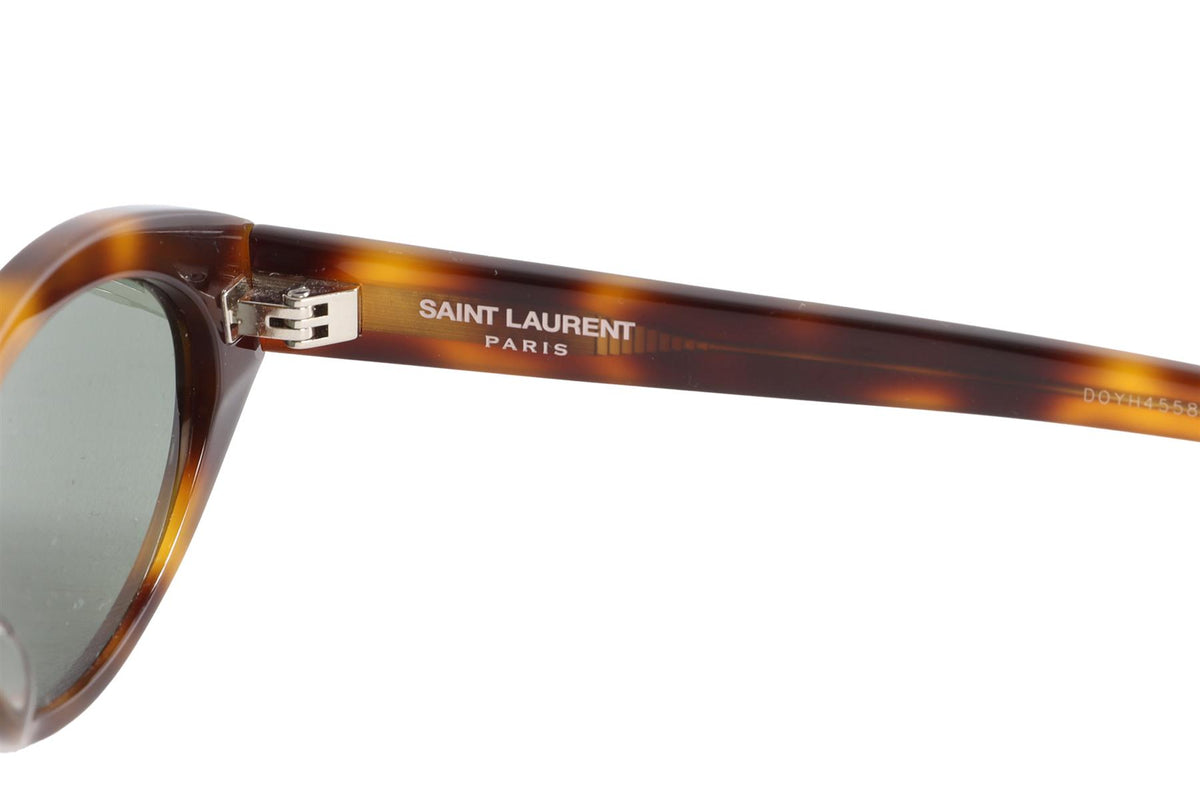 SAINT LAURENT BROWN OVAL FRAME ACETATE SUNGLASSES