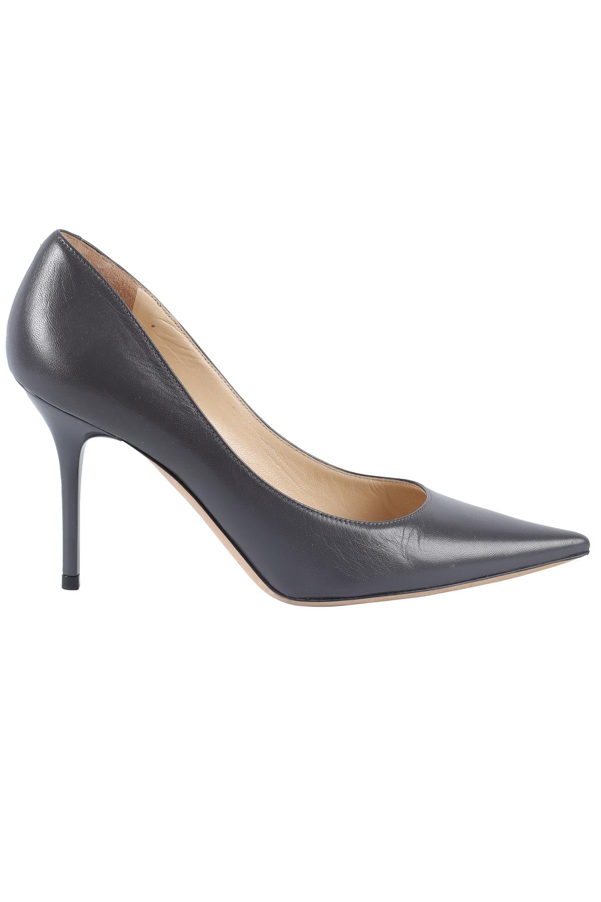 JIMMY CHOO GREY LEATHER PUMPS EU 34 UK 1 US 4