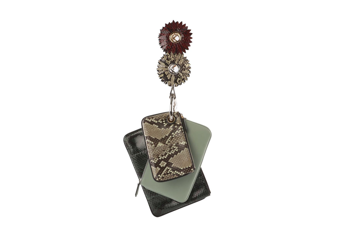 FENDI MULTI MINI STRAP YOU 3 POUCH PYTHON CLUTCH