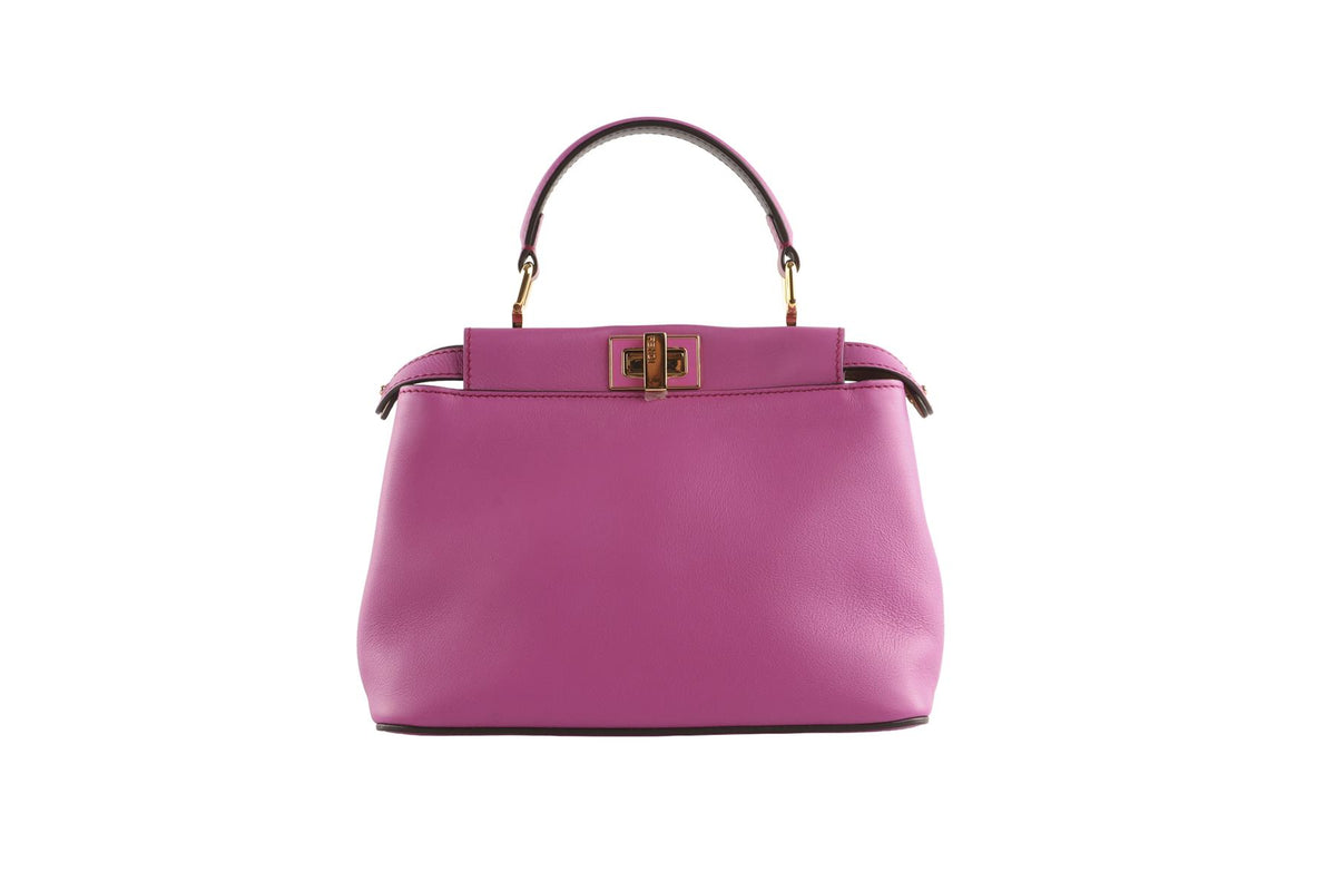 FENDI PINK PEEKABOO MINI BICOLOR LEATHER TOTE BAG