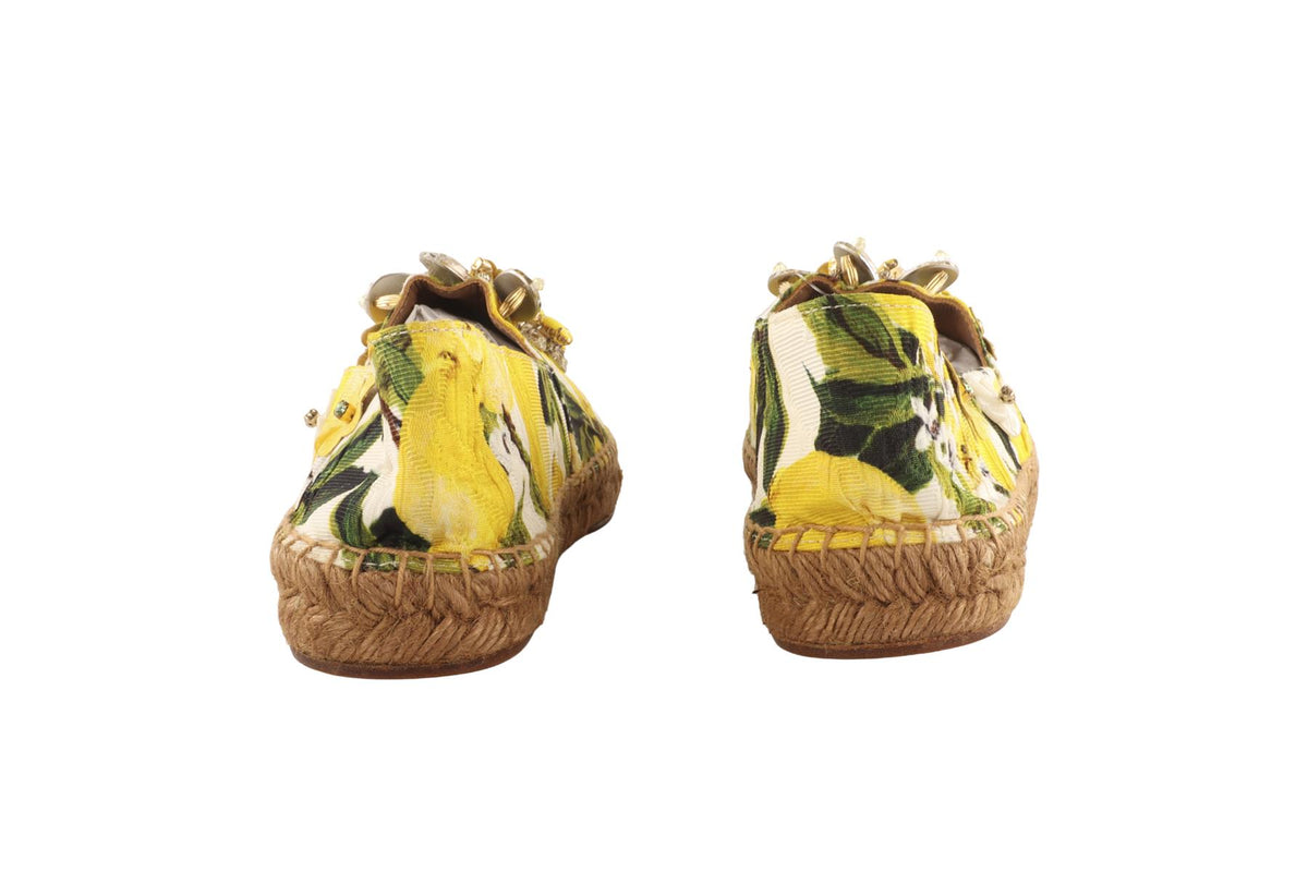 DOLCE & GABBANA YELLOW CRYSTAL AND CANVAS ESPADRILLES EU 36 UK 3 US 6
