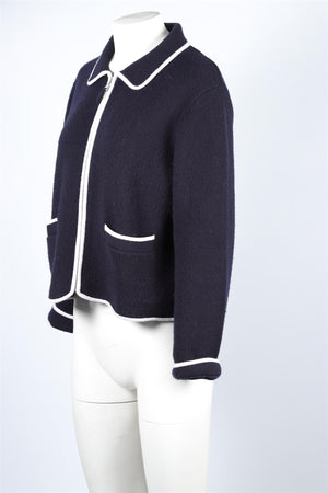 Allude Navy Cashmere Cardigan LARGE
