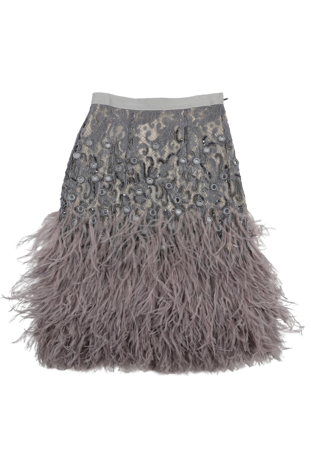 MATTHEW WILLIAMSON GREY LACE MINI SKIRT UK 6