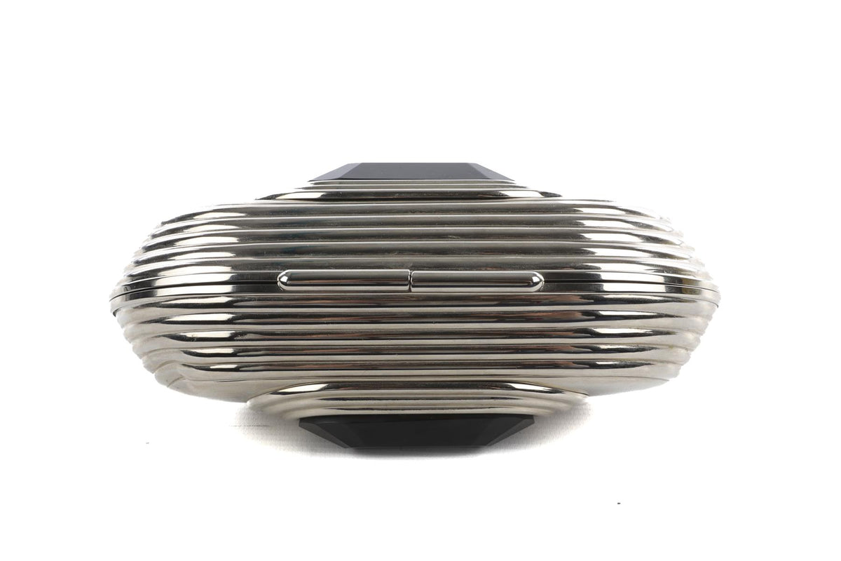 JIMMY CHOO SILVER METAL CLUTCH