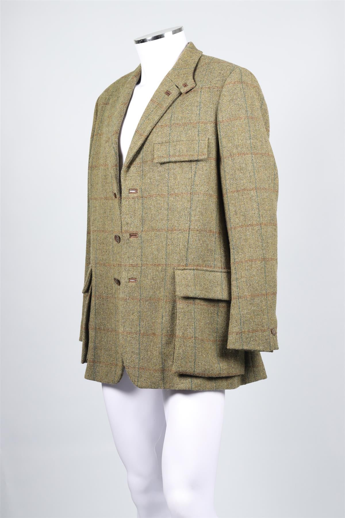 HOLLAND & HOLLAND GREEN MEN'S CHECKED WOOL BLAZER EU 52 UK 42