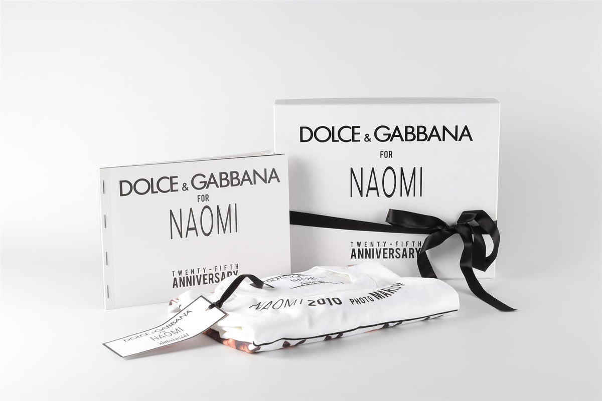 DOLCE & GABANNA FOR NAOMI CAMPBELL WHITE AUTOGRAPH COTTON T-SHIRT LARGE