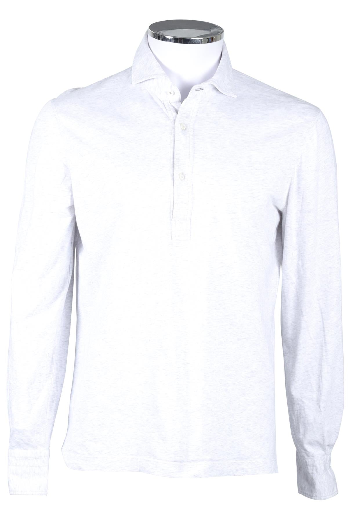 BRUNELLO CUCINELLI GREY MEN'S COTTON POLO SHIRT MEDIUM