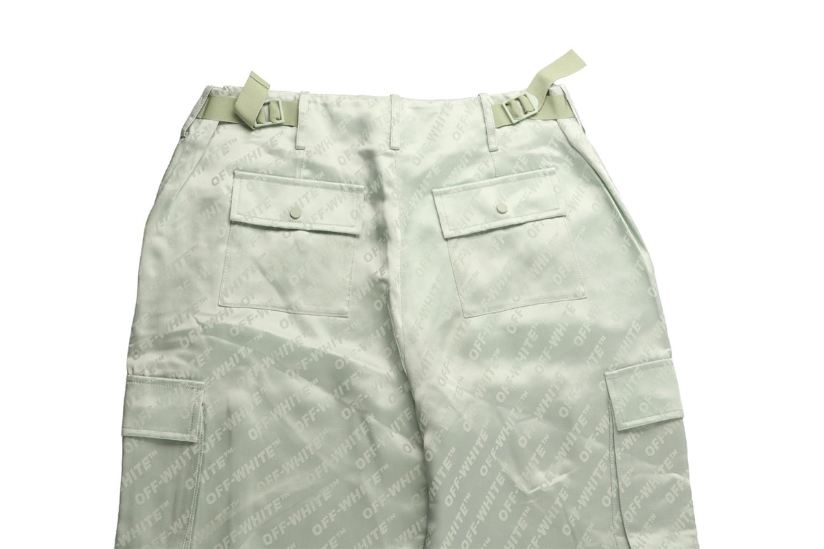 OFF-WHITE C/O VIRGIL ABLOH GREEN SATIN STRAIGHT LEG PANTS IT 40 UK 8