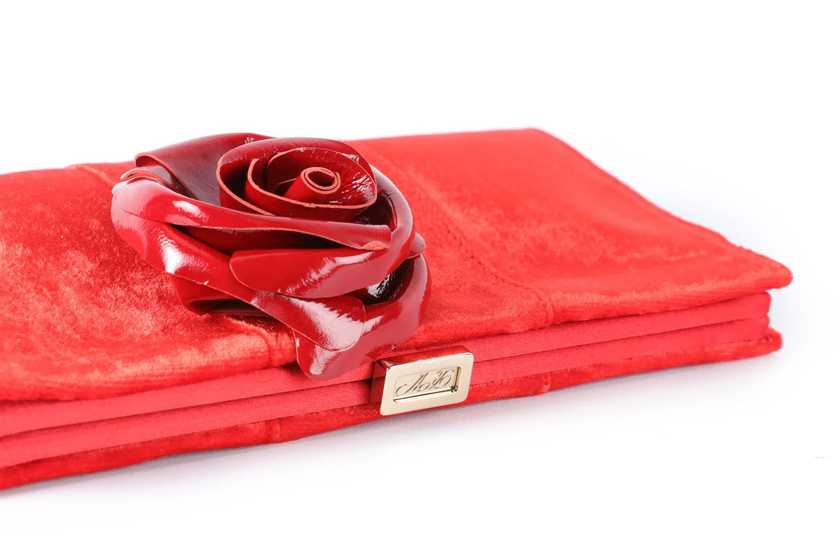 ROGER VIVIER RED MINI VELVET CLUTCH