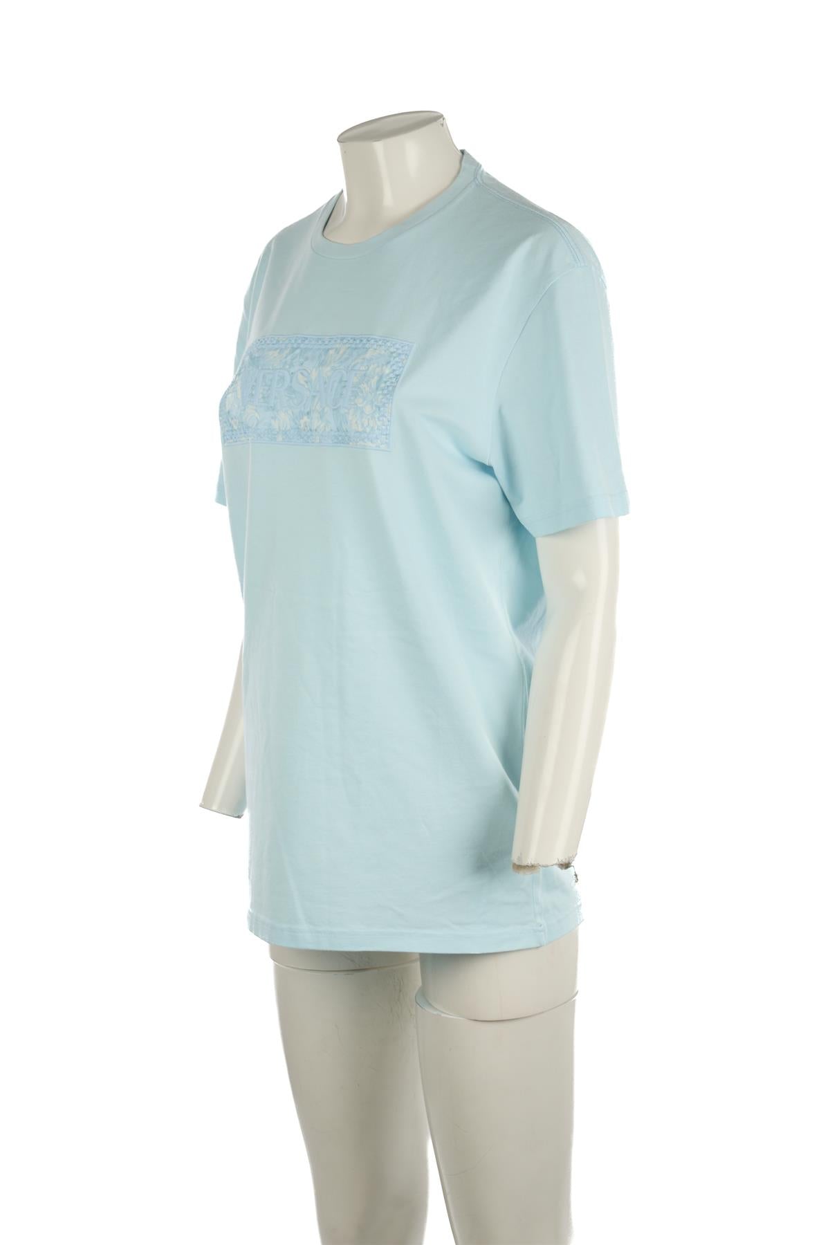 VERSACE BLUE COTTON T-SHIRT IT 40 UK 8